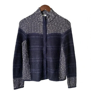 CHICO’S | Women’s Navy Blue/White Tasha Tweed Zip-Up Blazer/Cardigan Size 1 (S)